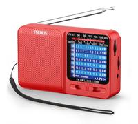 PRUNUS J-711 Am/SW/FM Radio Portatil Pequeña Recargable, Transistor Radio Pilas AA y Carga USB-C, Excelente Recepción, con Toma de Auriculares, Radios Bolsillo con Cordón para Caminar, Viajar.(Rojo)