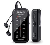 PRUNUS J-985 Transistores Radio Bolsillo FM/Am, Radio Portatil Pequeña con Auriculares (Estéreo en Modo de FM-ST), Radio Pilas Pequeña Funciona con 2 Pilas AAA, Clip Trasero, para caminar y Viajar.