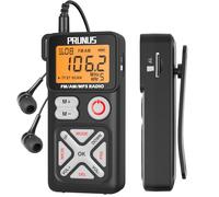 Prunus J-988 FM/Am Radio Digital con Preajuste Manual, Radio Portatil Pequeña con Auriculares/Ranura para Tarjeta TF, Carga USB-C, Radios de Bolsillo con Clip Trasero para Caminar, Viajar.