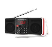 PRUNUS L-288 Radio Portatil Pequeña FM Am con Altavoz estéreo Bluetooth, Radio Digital Portatil, Bateria Recargable, Temporizador de Apagado, estación de Bloqueo, USB/TF/AUX Reproductor de MP3-Rojo.
