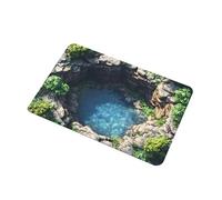 Pruojhw Alfombra de ilusiones, antideslizante, absorbente, lavable, superpuesta, con agujero para alfombra de ilusión óptica, para decoración del hogar, salón, baño, cocina, entrada, puerta de entrada