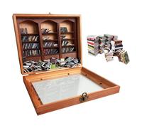 Pruojhw - Biblioteca en miniatura de madera, armario de madera antiestrés, hecho a mano, cajas decorativas para juguetes de madera hechas a mano, con 200 libros en miniatura - Biblioteca de Madera,