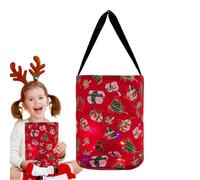 Pruojhw Bolsa luminosa de Halloween, cubo luminoso de Halloween, bolsas reutilizables para fiestas navideñas, bolsas de Navidad con luz LED, versátiles, reutilizables, color rojo
