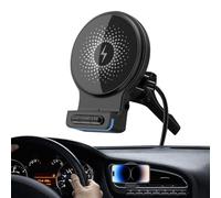 Pruojhw - Cargador inalámbrico para coche, 15 W, carga rápida, soporte magnético, rotación de 360 grados, soporte cargador inalámbrico de 15 W, entrada de audio AUX integrada, para oficina, camión de