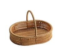 Pruojhw Cesta de fruta trenzada,Organizador de armario de almacenamiento con asas | Cesta de almacenamiento de ratán de imitación - Mesa de cocina Snacks Pan Despensa mostrador Picnic