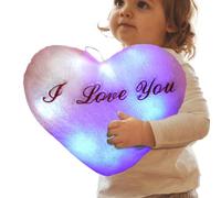 Pruojhw Cojín Luminoso, cojín Que en la Oscuridad | Cojín de corazón Luminoso con luz LED | Luz Nocturna de Felpa Suave de 14,17 Pulgadas con Te Quiero, decoración del hogar, Suave