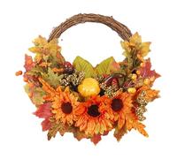 Pruojhw Corona de Puerta de otoño, Coronas de otoño para Puerta de, Corona de Puerta de Granja, Corona de acción de Gracias de otoño, Hojas de Arce, Bayas de Girasol, Coronas de