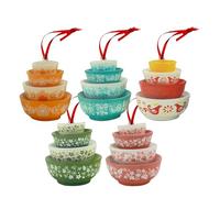 Pruojhw de Navidad Vintage Cuencos apilados, 5 piezas colgante vintage acrílico 2D, cuenco decorativo de Navidad, para fiestas oficinas casa dormitorio puerta ventana árbol escuela apartamento