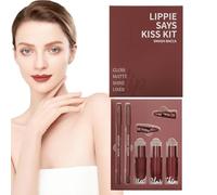 Pruojhw Juego de delineador de labios y brillo de labios, delineador de labios persistente, lápiz labial líquido, para compras, viajes, viajes de negocios, escenario, citas, reuniones y vacaciones