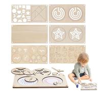 Pruojhw Juego de manualidades de madera para pintar, juego de asignación de formas con tabla de pintar, actividades de pintura para niños, para garabatear y coordinación mano-ojo, entrenamiento en
