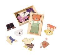 Pruojhw Juego de Vestir Animal para Niña - Aprender a Vestirse | de Madera para Aprender a Emparejar Trajes y Accesorios Juego de rol Viaje Escuela de Kindergarten