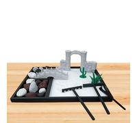 Pruojhw Kit de jardín Zen Miniature, Jardín Zen de meditación para Oficina, pequeño jardín Zen de Oficina japonés, decoración Zen de de Roca de Mesa Japonesa, pequeño Kit de jardín Zen de