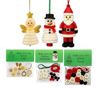 Pruojhw Kits de adornos navideños con botones, colgante de Papá Noel ángel muñeco de nieve | Kit DIY de decoraciones para adultos y regalos para fiestas de ventana árbol casa pared