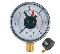 Pruojhw Manómetro Para Bomba De Piscina | Medidor de Presión de Agua 0-4 Bar,Montaje Radial, Probador Impermeable Con Doble Aguja Bicolor Para Piscina Spa Acuario