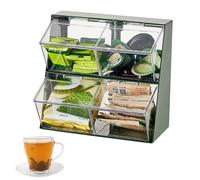 Pruojhw Organizador de té - Soporte apilable de 2 niveles para bolsas de té de estilo japonés, organizador de té para armario, encimeras, despensa, cocina, café, edulcorantes, Siehe Beschreibung, Ver