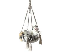 Pruojhw para Gatos | Cama Boho para Mascotas | Cesta Decorativa de Red Tejida con Cuerda de Algodón para Gatitos Cachorros Escalada Almacenamiento Mesita Escritorio Posadero Alféizar Exterior