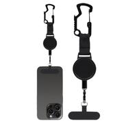 Pruojhw Portatarjetas retráctil, juego de 2 unidades, cordón antirrobo con mosquetón, llavero de seguridad retráctil, para viajes al aire libre, camping, senderismo, picnic