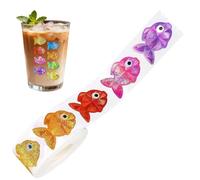 Pruojhw Rollo de pegatinas de pescado, 500 hojas, resistentes al agua, mezcladas, pegatinas de pescado motivadoras para profesores, para álbumes de recortes, diario y laptops, fundas de teléfono