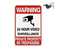 Pruojhw Señales de seguridad para el hogar, señal de cámara de seguridad, señales de advertencia de propiedad, cartel con texto en inglés "Betreten verboten" para propiedades privadas, 30,5 x 20,3 cm
