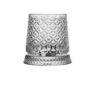 Pruojhw Vaso de whisky giratorio, con plato, taza giratoria para whisky, para hombres, padres, abuelos, hijos, familiares y amigos