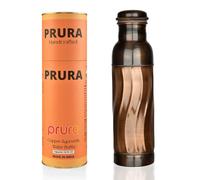 PRURA Black Wave - Botella de agua de cobre puro para beber, bebe más agua, reduce tu ingesta de azúcar y disfruta de los beneficios inmediatamente