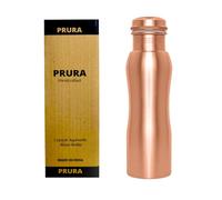 PRURA Botella de agua de cobre con acabado mate, sin fugas, recipiente ayurvédico de cobre para deportes, gimnasio, al aire libre, yoga