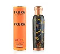 PRURA Botella de agua de cobre con burbujas negras antiguas, a prueba de fugas, recipiente de cobre ayurvédico para deportes, gimnasio, al aire libre, yoga (diseño 10)