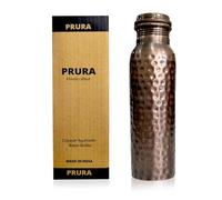 PRURA Botella de agua de cobre con estampado de plumas, a prueba de fugas, recipiente de cobre ayurvédico para deportes, gimnasio, al aire libre, yoga, cocina