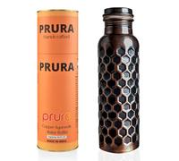 PRURA Botella de agua de cobre con hermoso diseño de 32 onzas, a prueba de fugas, recipiente de cobre ayurvédico para deportes, gimnasio, al aire libre, yoga, (diseño 20)