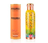 PRURA Botella de agua de cobre puro con impresión de 32 onzas, a prueba de fugas, recipiente de cobre ayurvédico para deportes, gimnasio, al aire libre, yoga, beneficios para la salud
