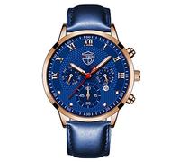 Prw3500-1 - Reloj de pulsera analógico de cuarzo para hombre, de cuero, para negocios, fecha, reloj casual, E., talla única