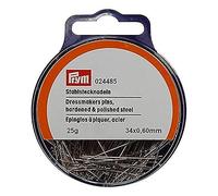 Prym 24485 Alfileres Acero plat.eado 0,60x34 25g, aleado, Plata, 34 x 0,60 mm, silberfarbig, 25 g, KTE
