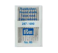 Prym 152284 287(690) -Agujas para máquina de coser (punta redonda, 80 mm), plateado, No. 90