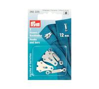 Prym 265225 ST-Gancho para Pantalones Plateado Manos, Plata, Faldas Ancho Boca 12 mm, Color, 2 Piezas, 2