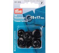 Prym 311315 - Botones de pantalón (15 + 17 mm), color negro