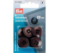 Prym 311602 - Botones para chaqueta (20 mm), color marrón oscuro
