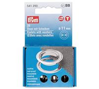 Prym 541390-Ojales con arandelas (diámetro unidades), color plateado, Latón, Plata, 11 mm, 20 Stück