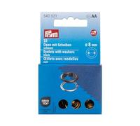 Prym 542521 - Ojales con arandelas de 8 mm, color negro y plateado, compatible con Vario Creative Tool