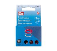 Prym 542522 Ojales con arandelas 8 mm Rojo/Plata Compatible con Vario Creative Tool