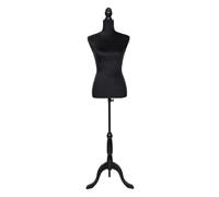 Prym 610094 Busto Decorativo Negro Maniquí de Sastre con Base de Madera Altura Altura 135-170 cm Torso de poliestireno para Colocar Agujas, Maniquí de escaparate Busto de presentación para Moda y