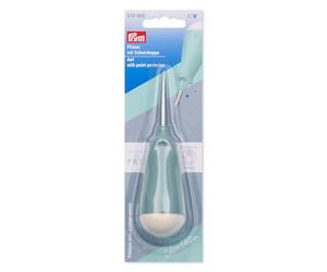 Prym 610965 Pfriem - Punzón para perforar y perforar agujeros en tela, cuero y papel, herramienta manual ergonómica con tapa protectora, color salvia