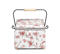Prym 612057 - Cesta de costura cuadrada grande con flor de cerezo Nostalgia, 26 x 26 x 19 cm, color blanco, talla única