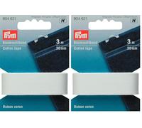 Prym 904621 Cinta de algodón 20 mm Blanca, 100% CO (Paquete de 2)