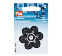 Prym 926368-Aplique de Flor pequeña Negro/Blanco Aplicación, 45 mm