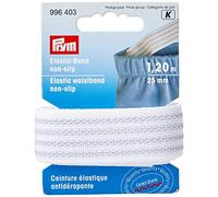 Prym 996403-1 Cintura elástica, Antideslizante, 25 mm, Blanco, 1, 2 m, Caucho