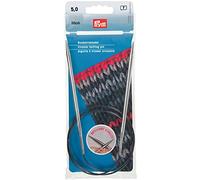 Prym Agujas de tejer circulares MS 212164, 80 cm, 5 mm, color plateado, latón, 5 mm