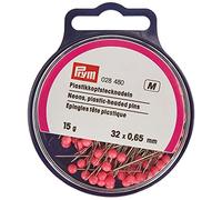 Prym Alfileres Rectos con Cabeza de plástico V2A 0,65 x 32 mm neón, Metal, Rosa, Talla única