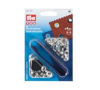 Prym Anillos Snaps, Plata, 5 mm Innen Ø, silberfarbig, 40 Stück