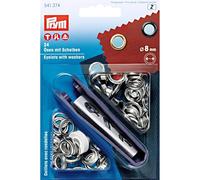Prym 541374 Ojales y Arandelas MS Plateadas 8,0 mm Anillos Y Discos, Textura, Plata, 14.0 x 9.3 x 1.8 cm, 24