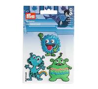 Prym Azul 924300-Aplique Autoadhesivo/planchable, diseño de Monstruo, Color Verde, Poliéster: 100%, Mittel